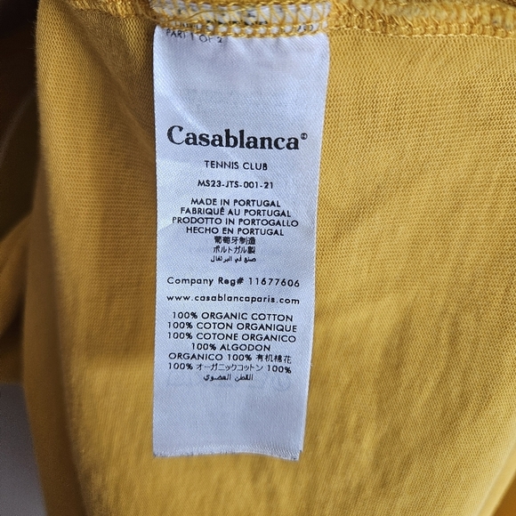 Casablanca Tennis Club L'Arche De Jour Short Sleeve T-Shirt in Citrus - Picture 8 of 9